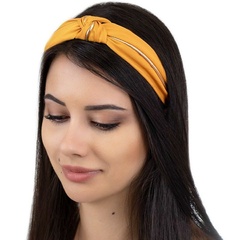 Opaska do włosów musztardowa węzeł turban pin up