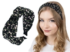 Opaska do włosów szeroka węzeł turban czarna 