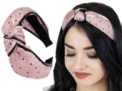 Opaska do włosów węzeł kropeczki pudrowa pin up