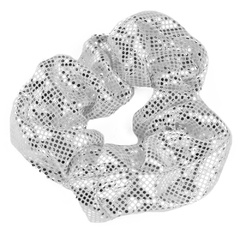 Gumka do włosów duża metaliczna srebrna scrunchie