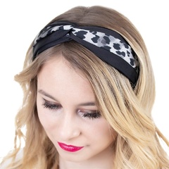 Opaska do włosów węzeł panterka szara turban 