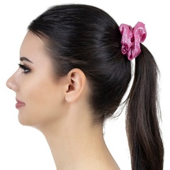 Gumka do włosów ciemny róż  scrunchie metaliczna