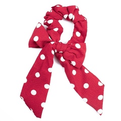 Gumka scrunchie apaszka kokarda czerwona kropki 