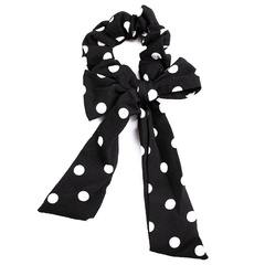 Gumka scrunchie apaszka kokarda czarna kropki