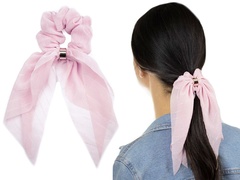 Gumka do włosów kokarda apaszka scrunchies różowa