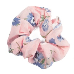 Gumka do włosów frotka scrunchie kwiaty różowa 