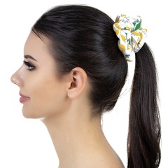 Gumka do włosów frotka scrunchie żółta kwiaty 