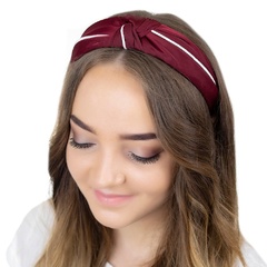 Opaska do włosów turban węzeł pin up bordowa 
