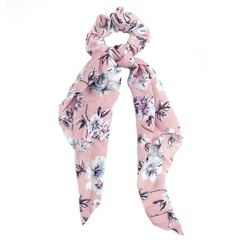 Gumka do włosów apaszka scrunchies kwiaty różowa