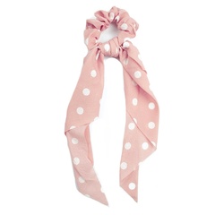 Gumka do włosów apaszka kropki scrunchies pudrowa