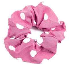 Gumka do włosów frotka scrunchies kropki różowa