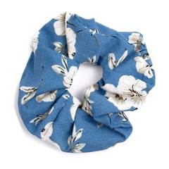 Gumka do włosów scrunchies niebieska kwiaty 
