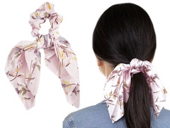 Gumka do włosów apaszka kwiaty różowa scrunchies