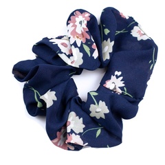 Gumka do włosów frotka kwiaty scrunchies granatowa