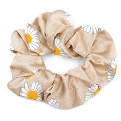 Gumka  frotka do włosów scrunchies kwiaty beżowa