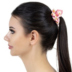 Gumka frotka do włosów scrunchies kwiaty różowa
