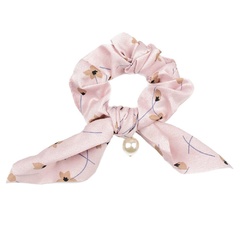 Gumka frotka do włosów scrunchies różowa kwiaty