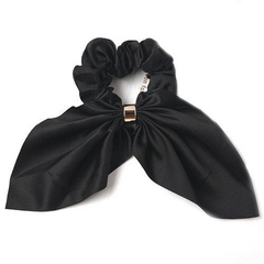 Gumka do włosów frotka scrunchies kokarda czarna