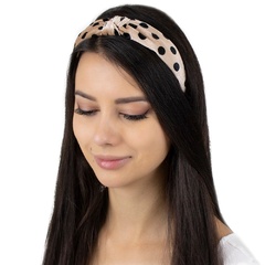 Opaska do włosów węzeł kropki turban pin up beżowa
