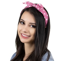 Opaska do włosów różowa pin up kokarda szeroka