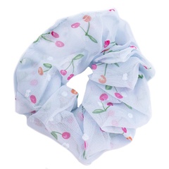 Gumka do włosów szyfon scrunchie niebieska wiśnie