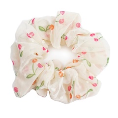 Gumka do włosów szyfon scrunchie żółta wiśnie