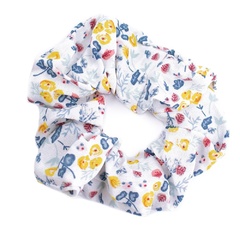 Gumka do włosów biała scrunchies kwiaty frotka