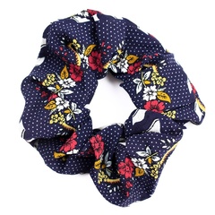 Gumka do włosów kropki scrunchies granatowa kwiaty