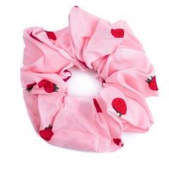 Gumka do włosów truskawki scrunchies różowa frotka