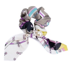 Gumka do włosów apaszka scrunchies frotka perła