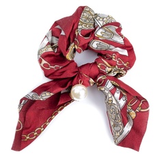 Gumka do włosów apaszka scrunchies bordowa perła