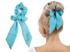 Gumka do włosów scrunchie apaszka kokarda błękitna