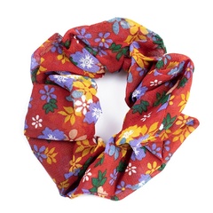 Gumka do włosów scrunchies kwiaty czerwona frotka