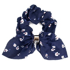 Gumka do włosów frotka kwiaty scrunchies granatowa