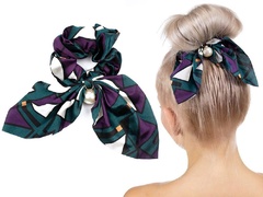 Gumka do włosów frotka scrunchies kropki perła