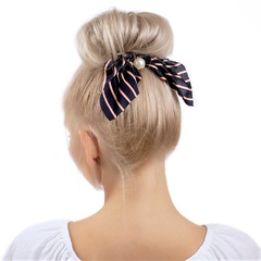 Gumka do włosów apaszka scrunchie paski czarna