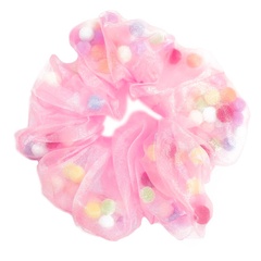 Gumka do włosów scrunchie kuleczki różowa szyfon