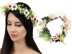 Wianek do włosów boho kwiaty zielony ślubny 