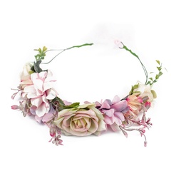 Wianek na głowę boho kwiaty liliowy róże ślubny