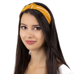 Opaska do włosów turban pin up węzeł musztardowa