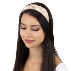 Opaska do włosów węzeł kremowa turban sztywna
