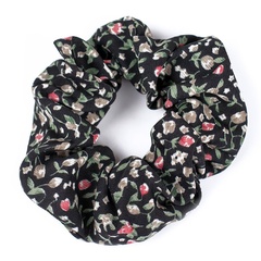 Gumka do włosów scrunchies czarna kwiaty frotka