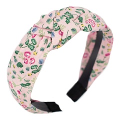 Opaska do włosów różowa kwiaty pin up turban węzeł