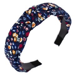 Opaska do włosów granat kwiaty pin up turban węzeł