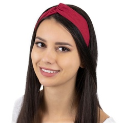Opaska do włosów czerwona turban na gumce węzeł