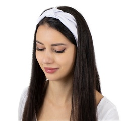 Opaska do włosów turban bandamka biała węzeł 