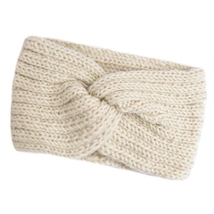 Opaska do włosów zimowa turban kremowa węzeł