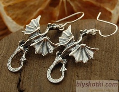 Dragony - srebrne kolczyki smoki