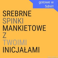 Srebrne mankietówki z inicjałami spinki do koszuli