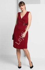 Dżersejowa sukienka plus size z cekinami w kolorze rubinowej czerwieni